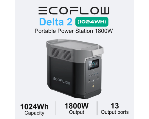 Зарядна станція EcoFlow DELTA 2, 1800 Вт, 1024 Вт·год